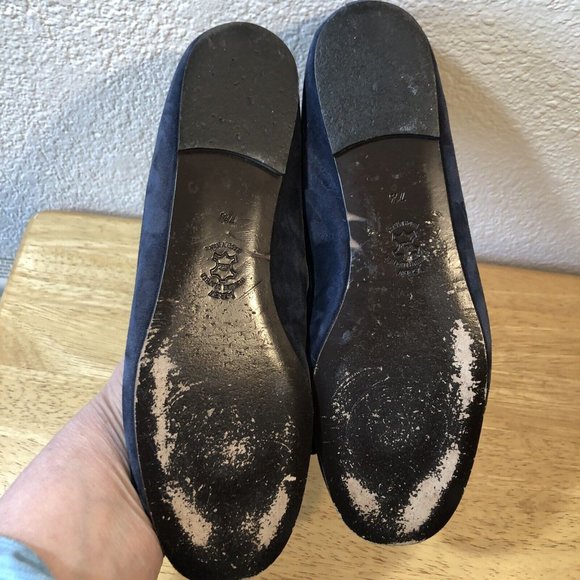 Blue Suede Leather Ballet Flats J Crew Ribbon Bow  Slip On Italy Women's… - Picture 8 of 10